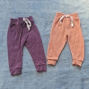 Cozy Kids' Knit Bottoms - Purple and Peach